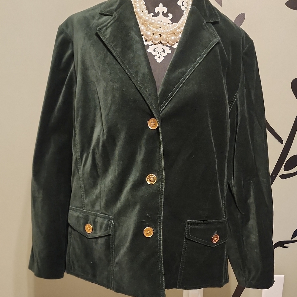Jones New York Green Velvet Blazer